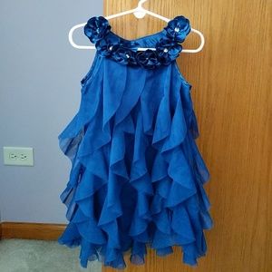 Blue Frilly Sleeveless Toddler Dress